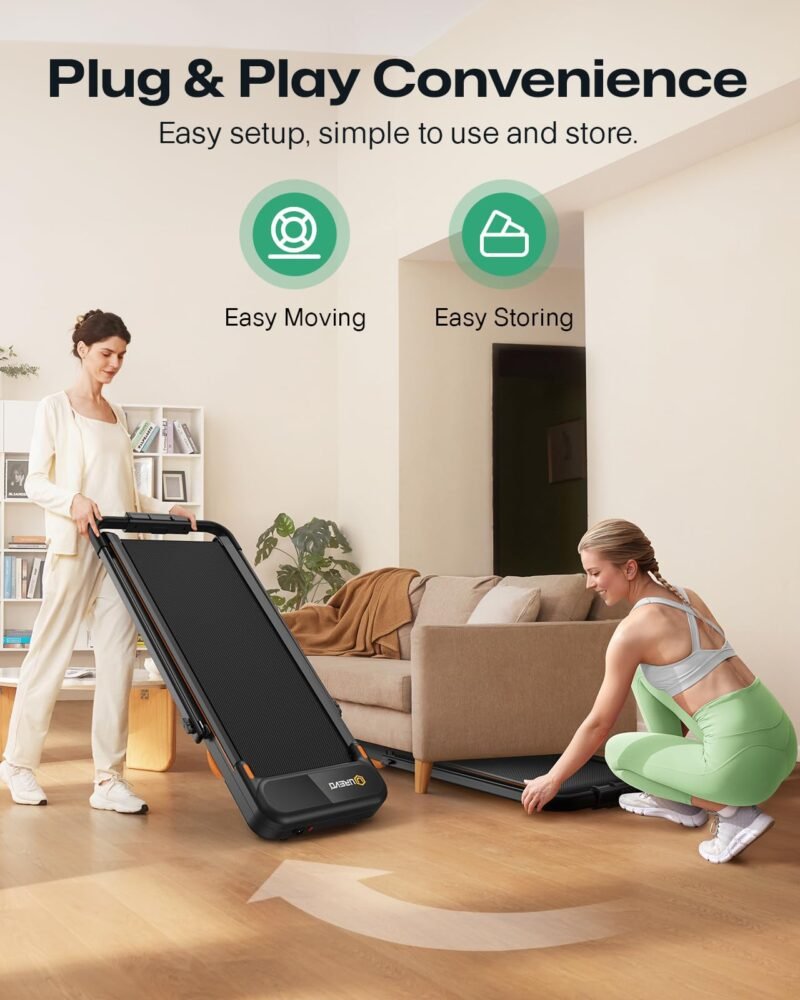 UREVO Smart 2-in-1 Folding Treadmill, Compact Walking Pad with Safety Handle, Plug and Play, Dual LED Display, Workout APP, Walking or Running for Home Office, Remote Included - Image 9
