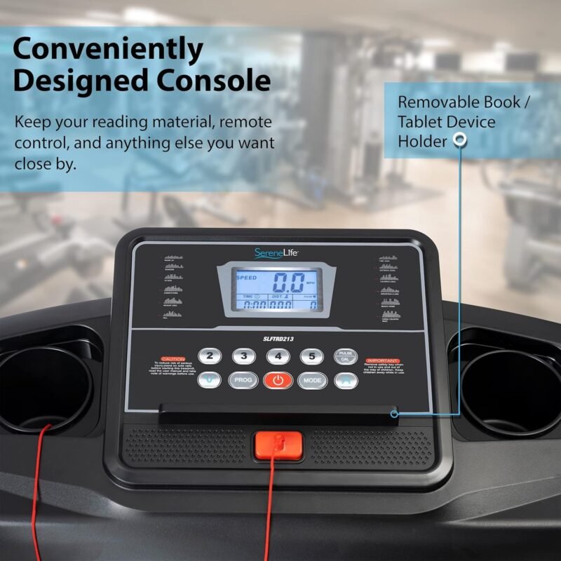 SereneLife Electric Folding Treadmill Exercise Machine - Smart Compact Digital Fitness Treadmill Workout Trainer w/Bluetooth App Sync, Manual Incline Adjustment, for Walking, Running, Gym - Image 24
