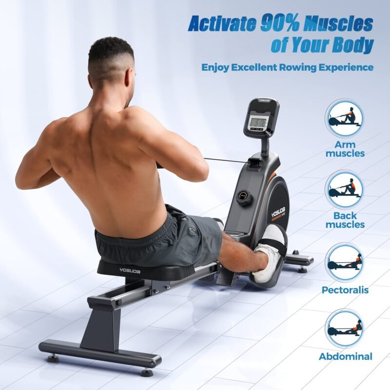 YOSUDA Magnetic/Water Rowing Machine 350 LB Weight Capacity - Foldable Rower for Home Use with Bluetooth, App Supported, Tablet Holder and Comfortable Seat Cushion - Image 20