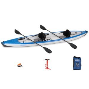 Sea Eagle RazorLite Inflatable Kayak - Lightweight, Drop Stitch, High Speed Touring Kayak - Solo or Tandem - Tall Back Seat(s), Paddle(s), Backpack, Skeg and Pump