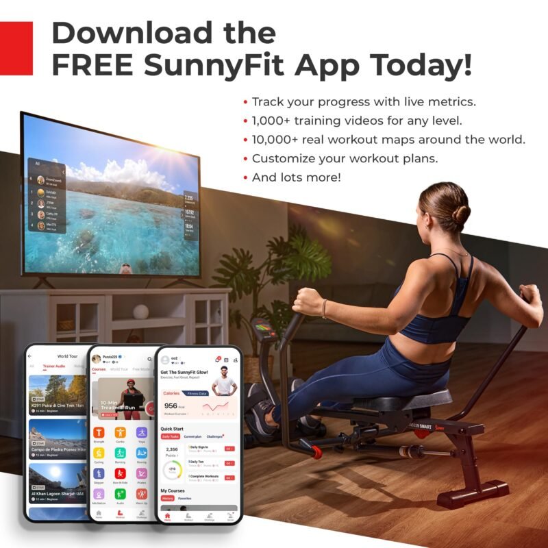 Sunny Health & Fitness Premium Foldable Treadmill for Home, Running or Walking with Auto Incline, Shock Absorption, Digital Display, Optional 20” Running Deck, Free SunnyFit App Bluetooth Connection - Image 9
