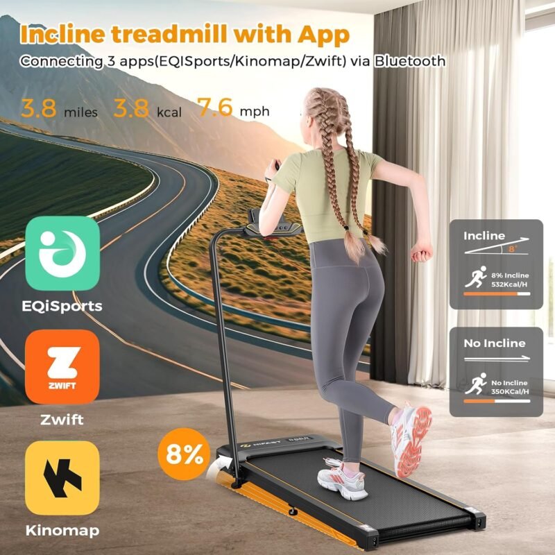 Walking Pad, Under Desk Treadmill for Home Office, Small Walking Pad with Handle Bar and Incline, Foldable Treadmill with Remote Control, APP - Image 2