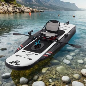 Inflatable Kayak with Pedal System, 12ft PVC Premium Fishing Kayak, Lightweight & Portable with Aluminum Seat, Rudder System, and Accessories Included