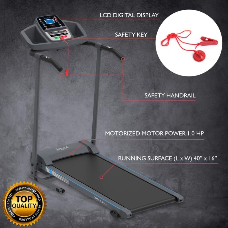 SereneLife Electric Folding Treadmill Exercise Machine - Smart Compact Digital Fitness Treadmill Workout Trainer w/Bluetooth App Sync, Manual Incline Adjustment, for Walking, Running, Gym - Image 29