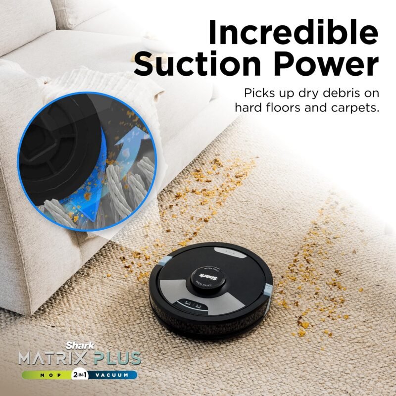 Shark Matrix Plus 2-in-1 Robot Vacuum & Mop with Sonic Mopping, Matrix Clean Navigation, Self-Empty HEPA Base, Precision Mapping, CleanEdge Technology, Pet Hair Removal, WiFi/App Control, RV2610WA - Image 16